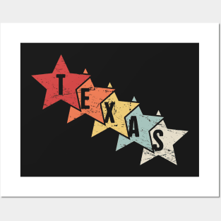 Retro 70s Texas Stars Posters and Art